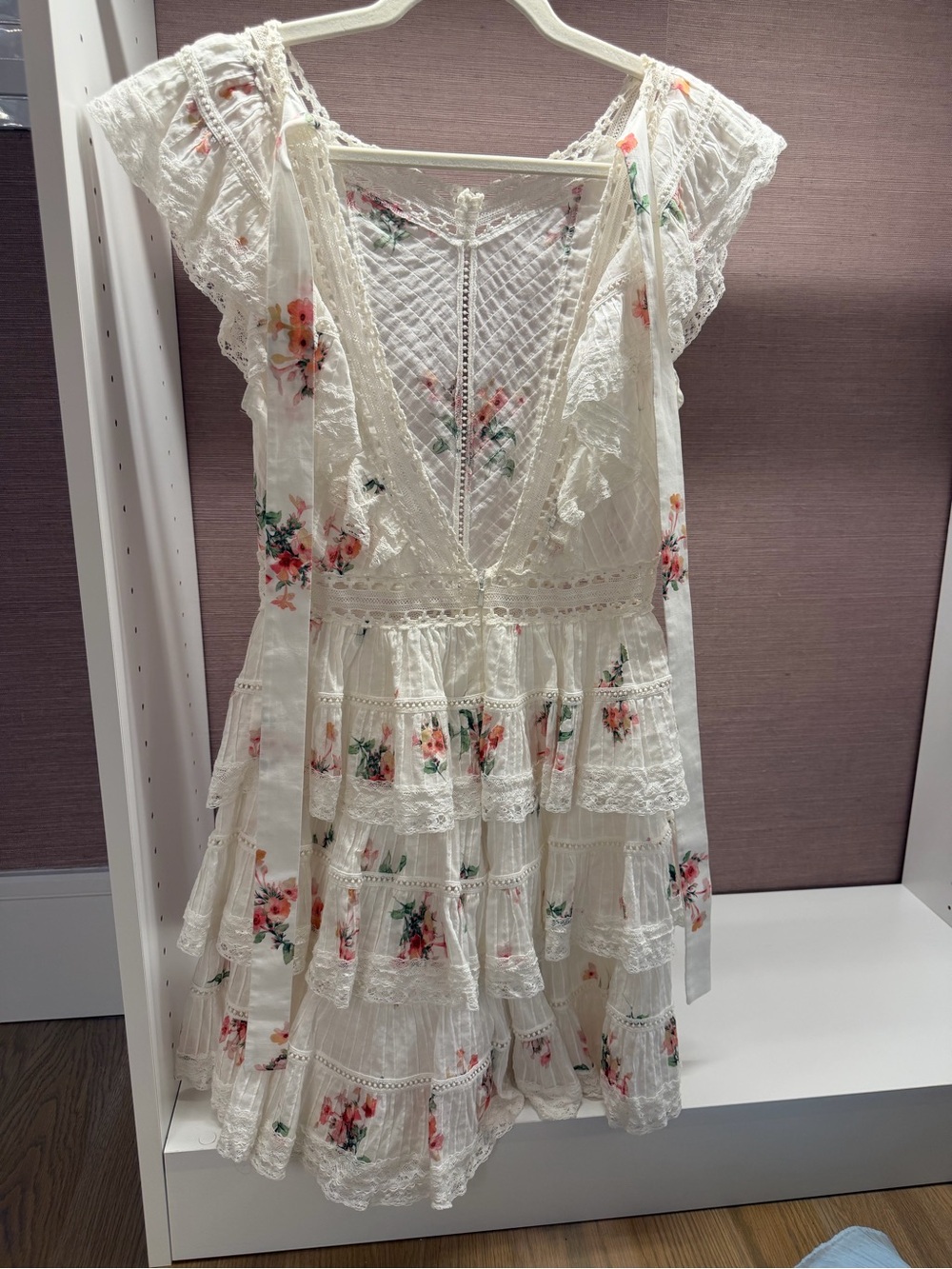 Zimmermann Heathers Pintuck Frill Short Dress In Floating Bouquet - Medium - Picture 4 of 4
